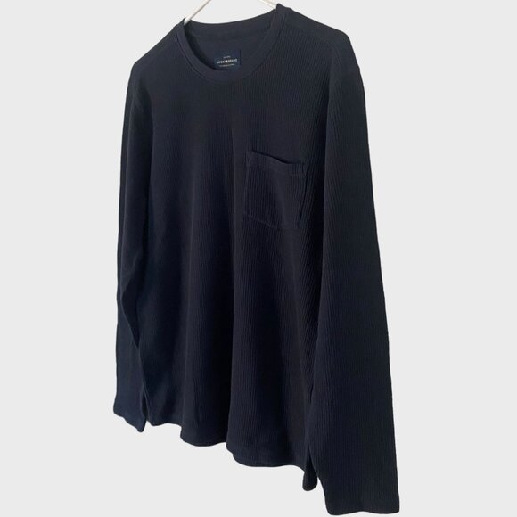 Lucky Brand Single-Pocket French-Rib Crewneck Shirt Mens Medium Blue Long-Sleeve - Picture 2 of 12